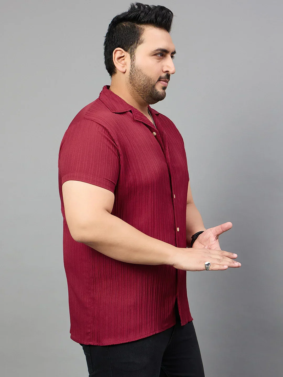 Men Plus Size Pele Solid Shirt - Image 4