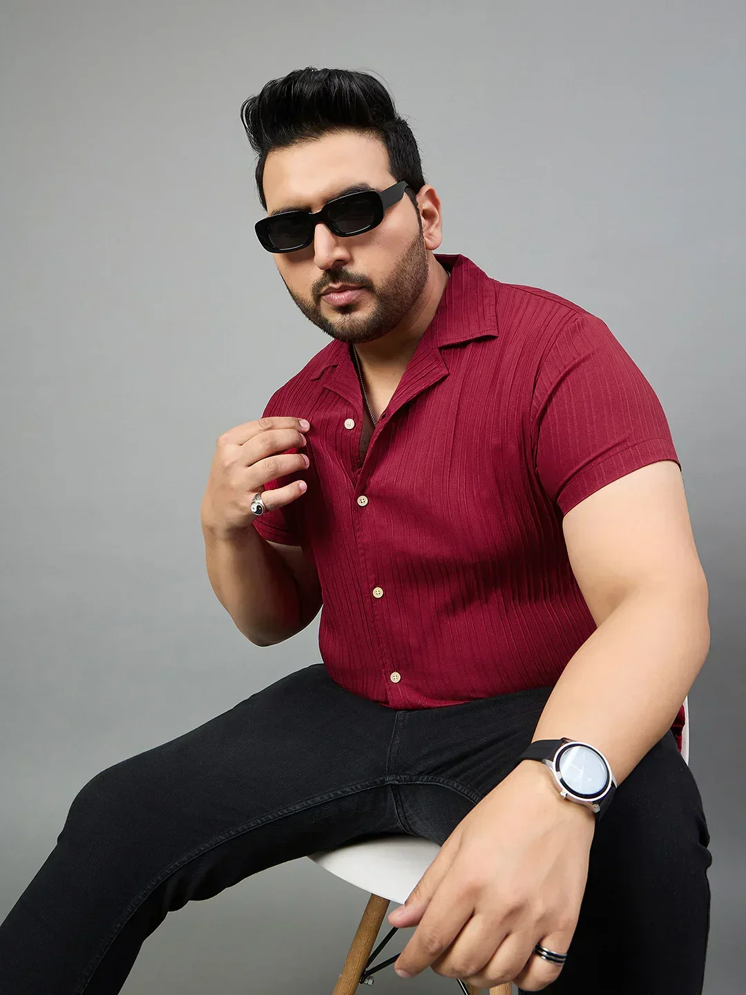 Men Plus Size Pele Solid Shirt - Image 7