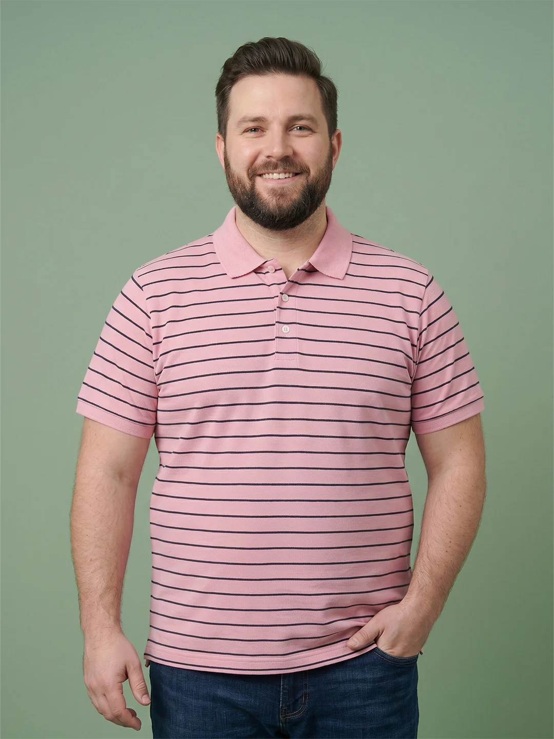 Men Plus Size Petaline Multi Striped Polo
