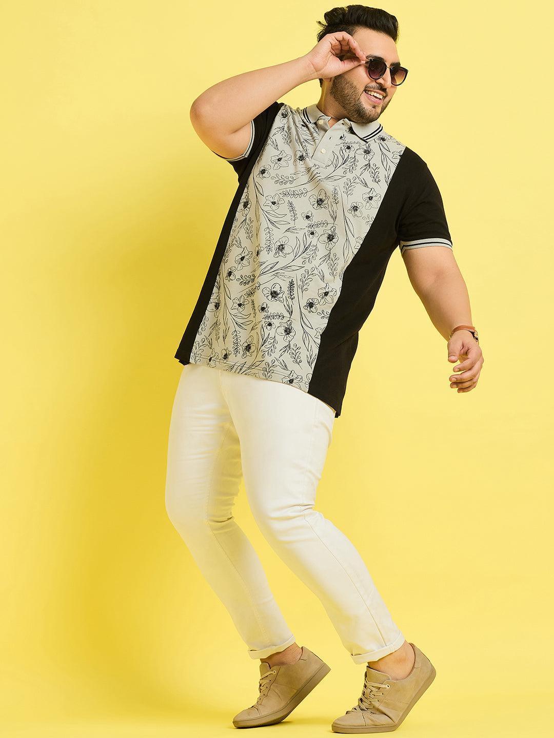 Men Plus Size Picos Colorblock Polo Tshirt