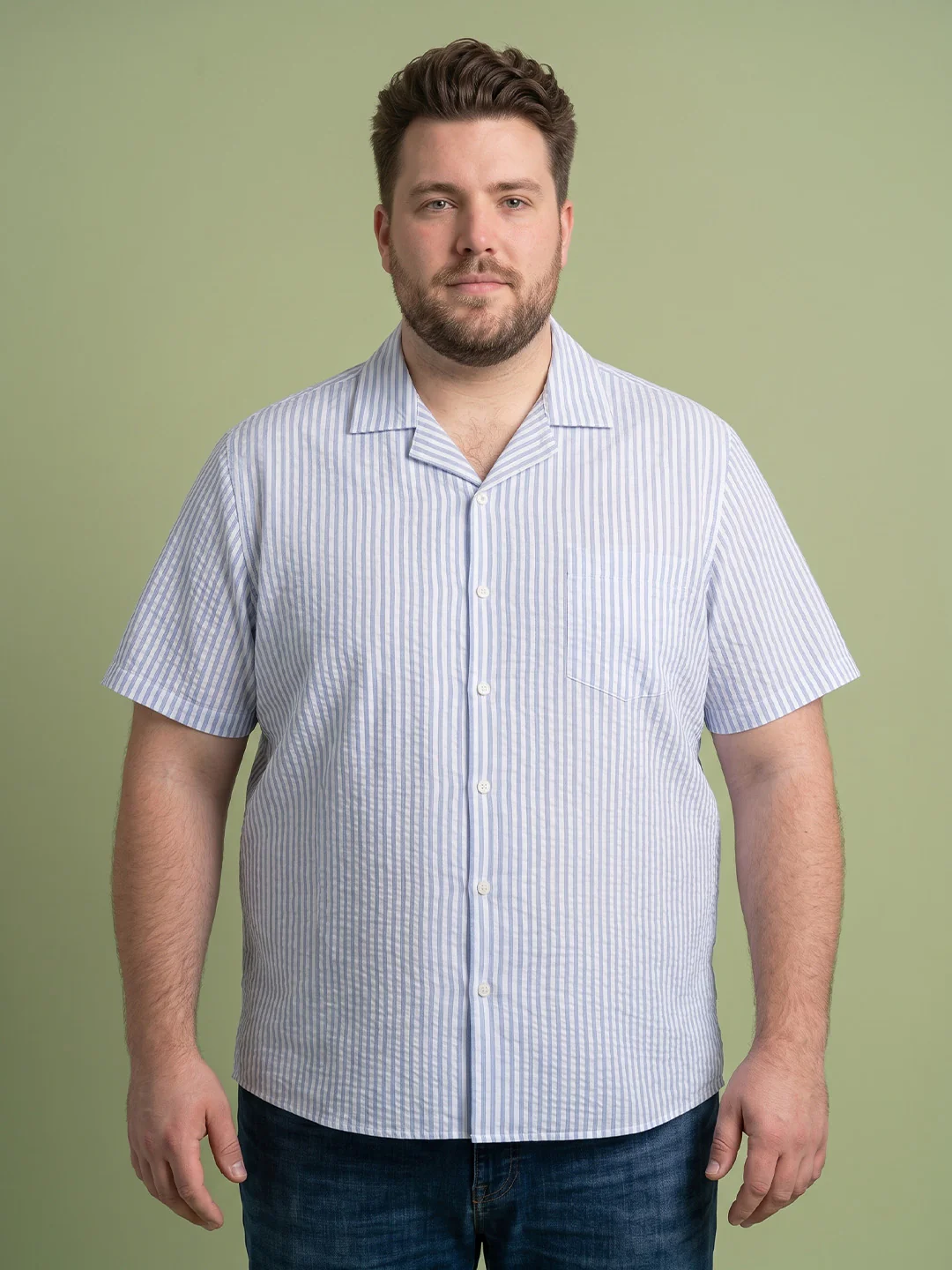 Men Plus Size Placid Multi Textured Shirts