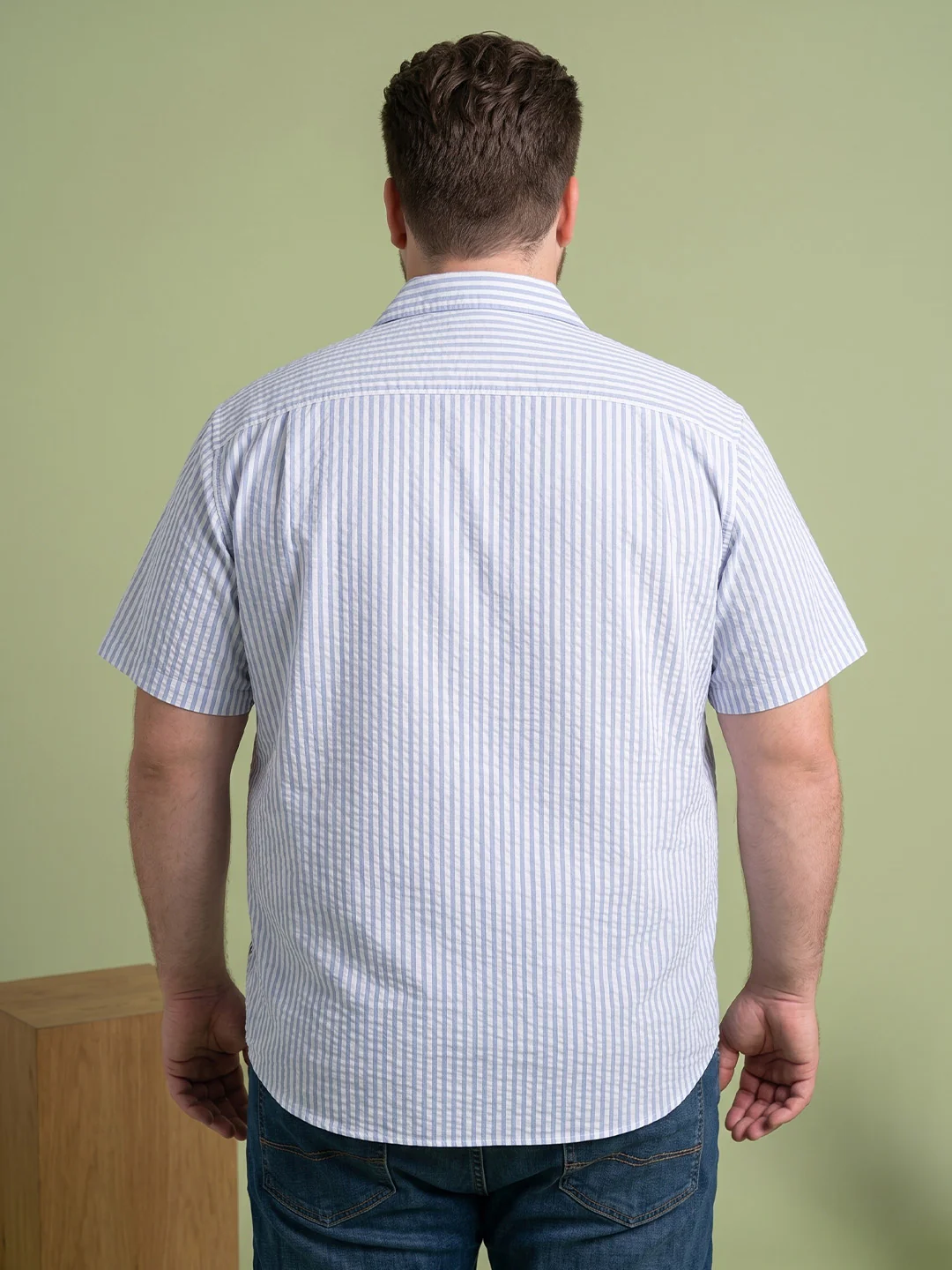 Men Plus Size Placid Multi Textured Shirts - Image 3