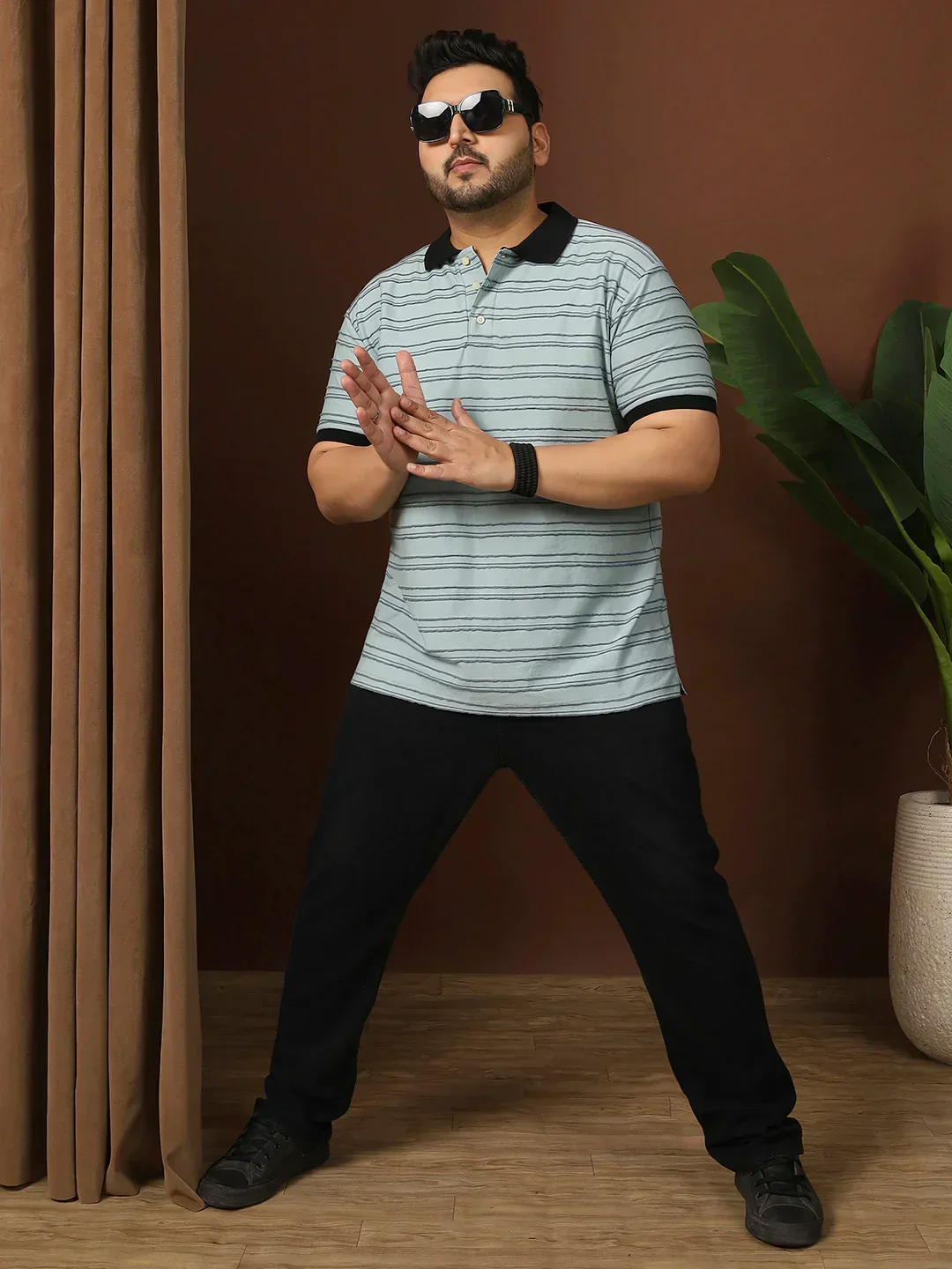 Men Plus Size Plynet Striped Multi Polo Tshirt