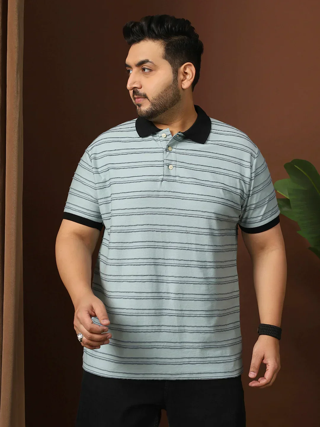 Men Plus Size Plynet Striped Multi Polo Tshirt - Image 2