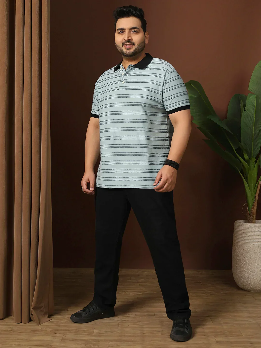 Men Plus Size Plynet Striped Multi Polo Tshirt - Image 3