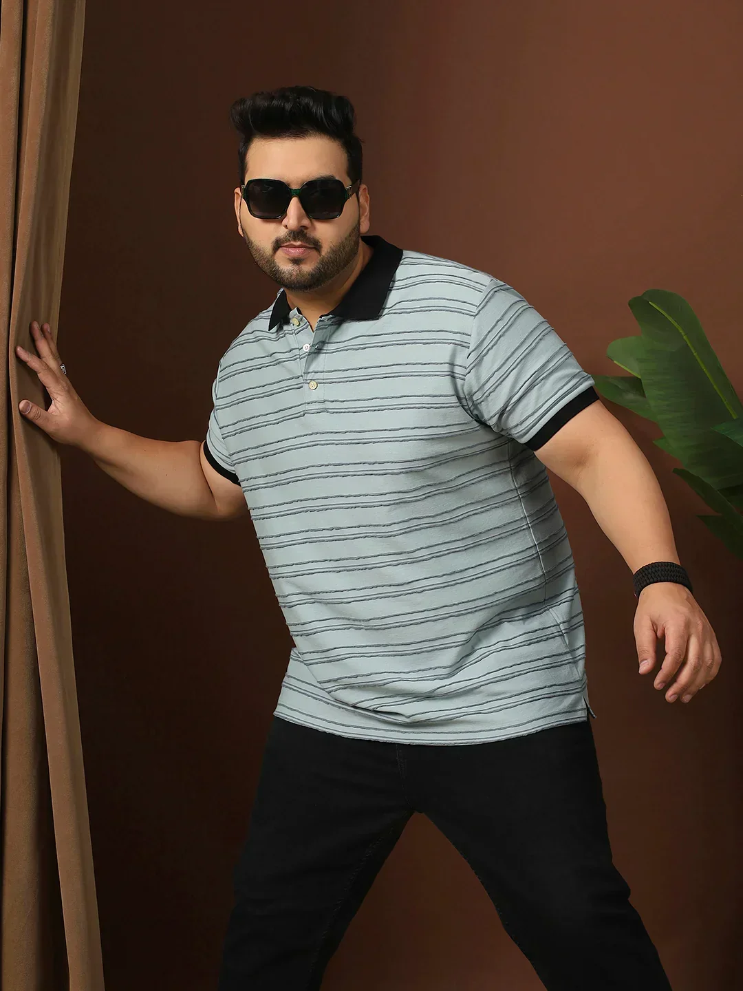 Men Plus Size Plynet Striped Multi Polo Tshirt - Image 8