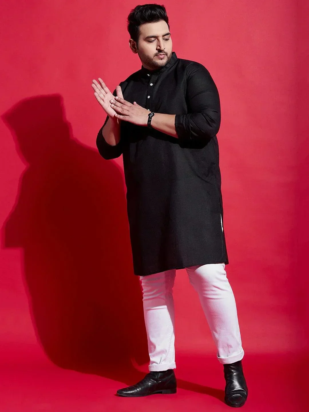 Men Plus Size Poshaq Solid Kurta - Image 4