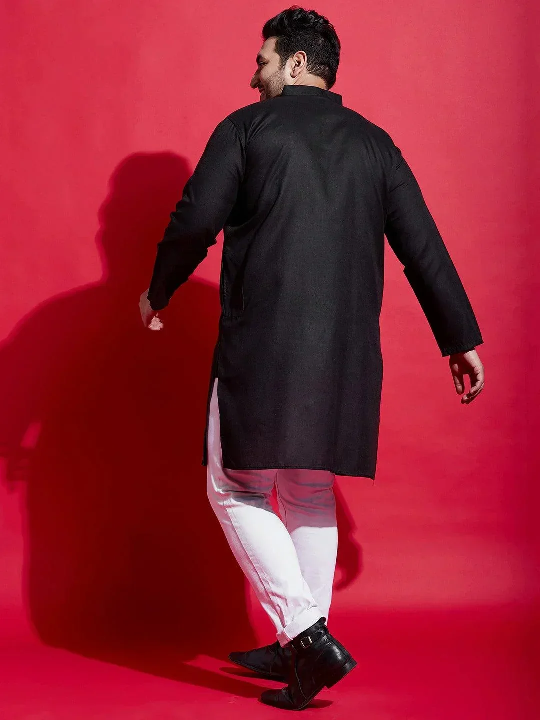 Men Plus Size Poshaq Solid Kurta - Image 6