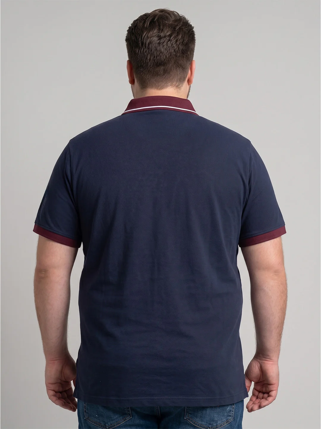 Men Plus Size Powernest Navy Blue Solid Polo - Image 3