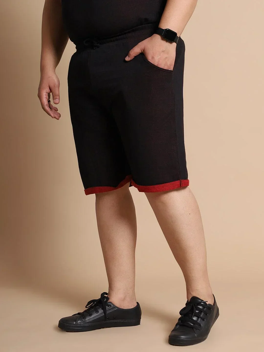 Men Plus Size Prayo-Black Solid Shorts - Image 3