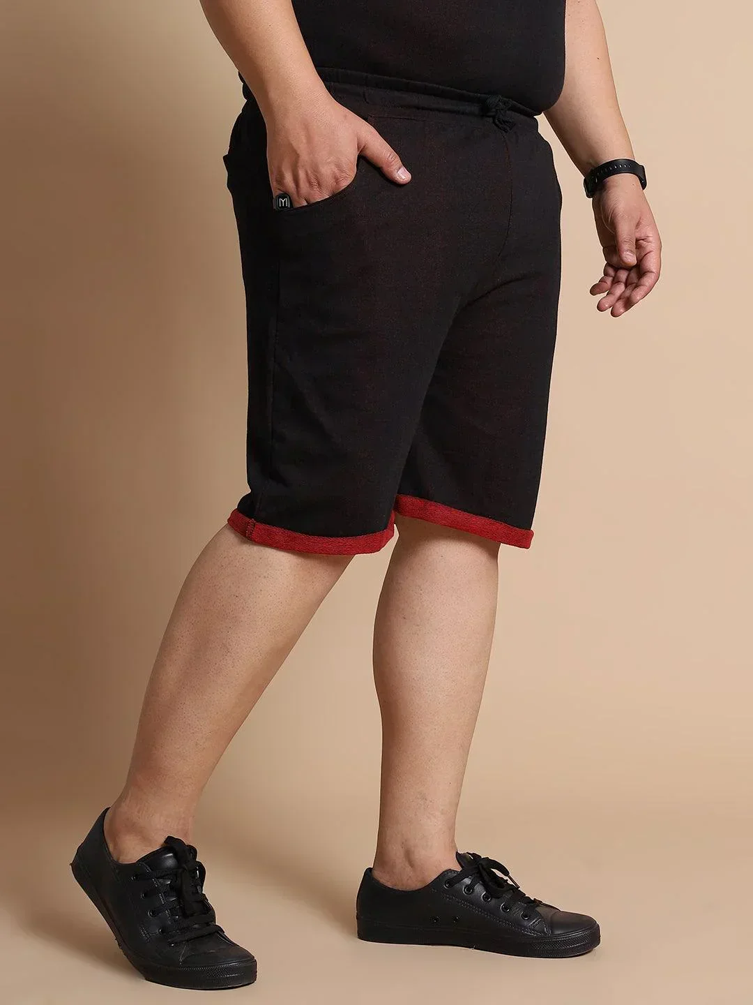 Men Plus Size Prayo-Black Solid Shorts - Image 4