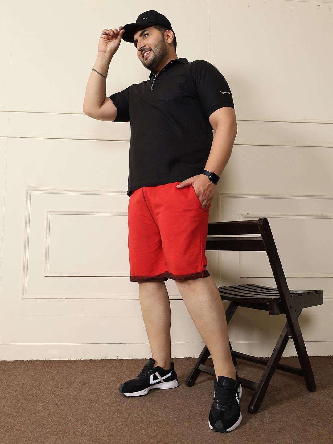 Men Plus Size Prayo-Red Solid Shorts - Image 2