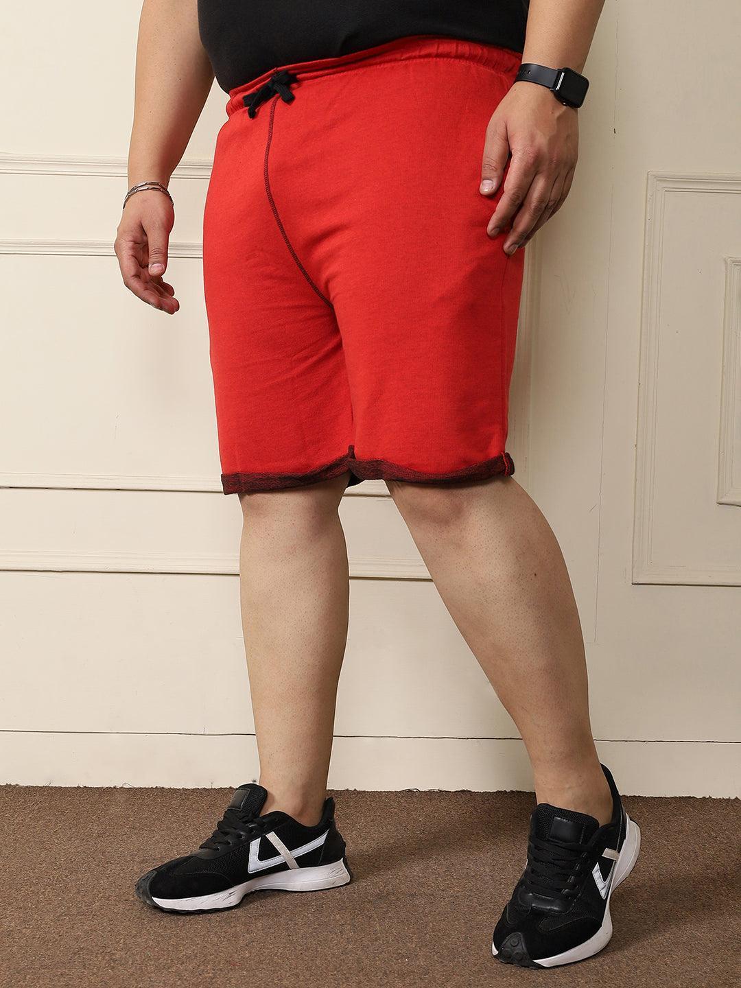 Men Plus Size Prayo-Red Solid Shorts - Image 3