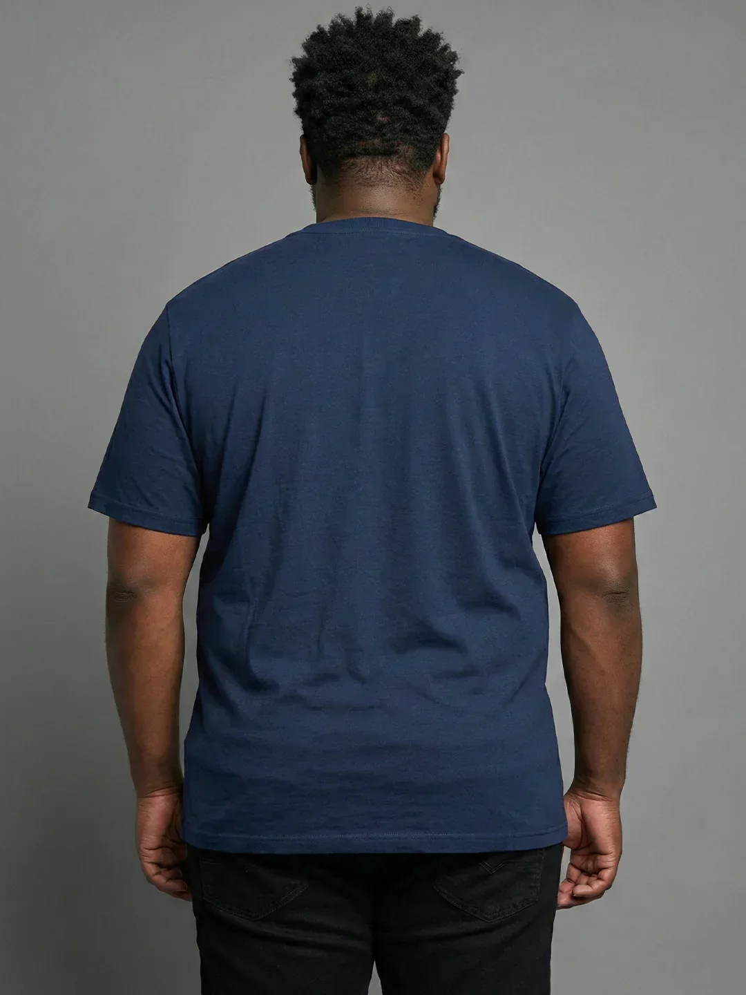 Men Plus Size Prevail Navy-Blue  Printed Round Neck Tshirt - Image 6