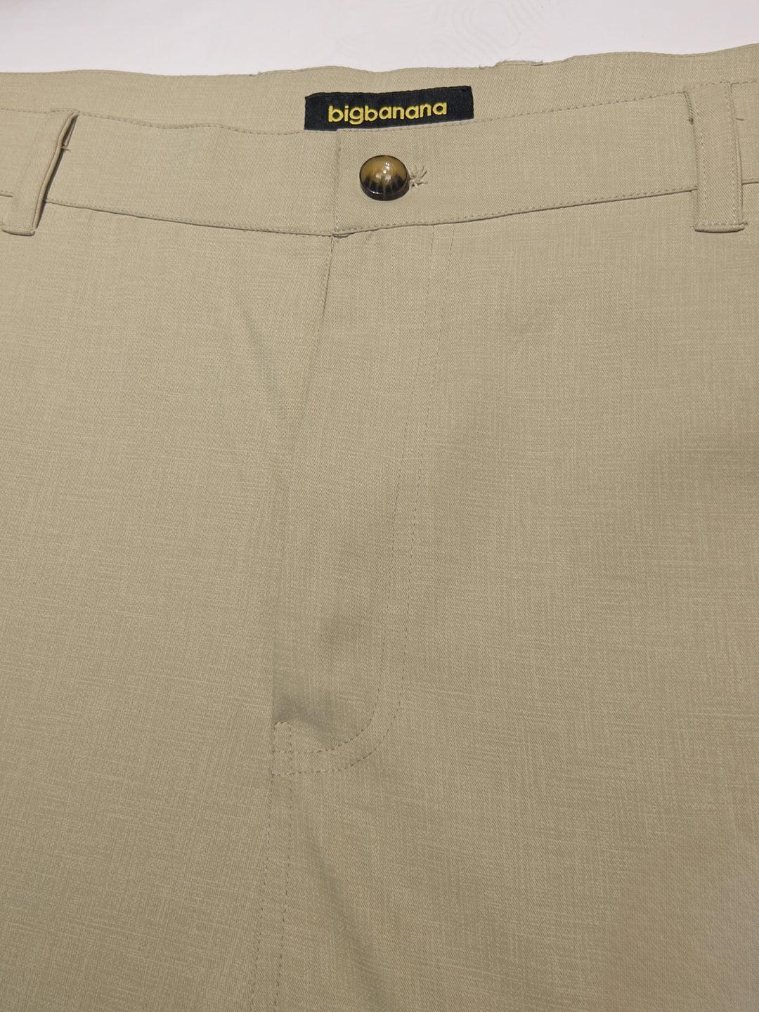 Men Plus Size Pristine-Beige Textured Formal Pants - Image 6