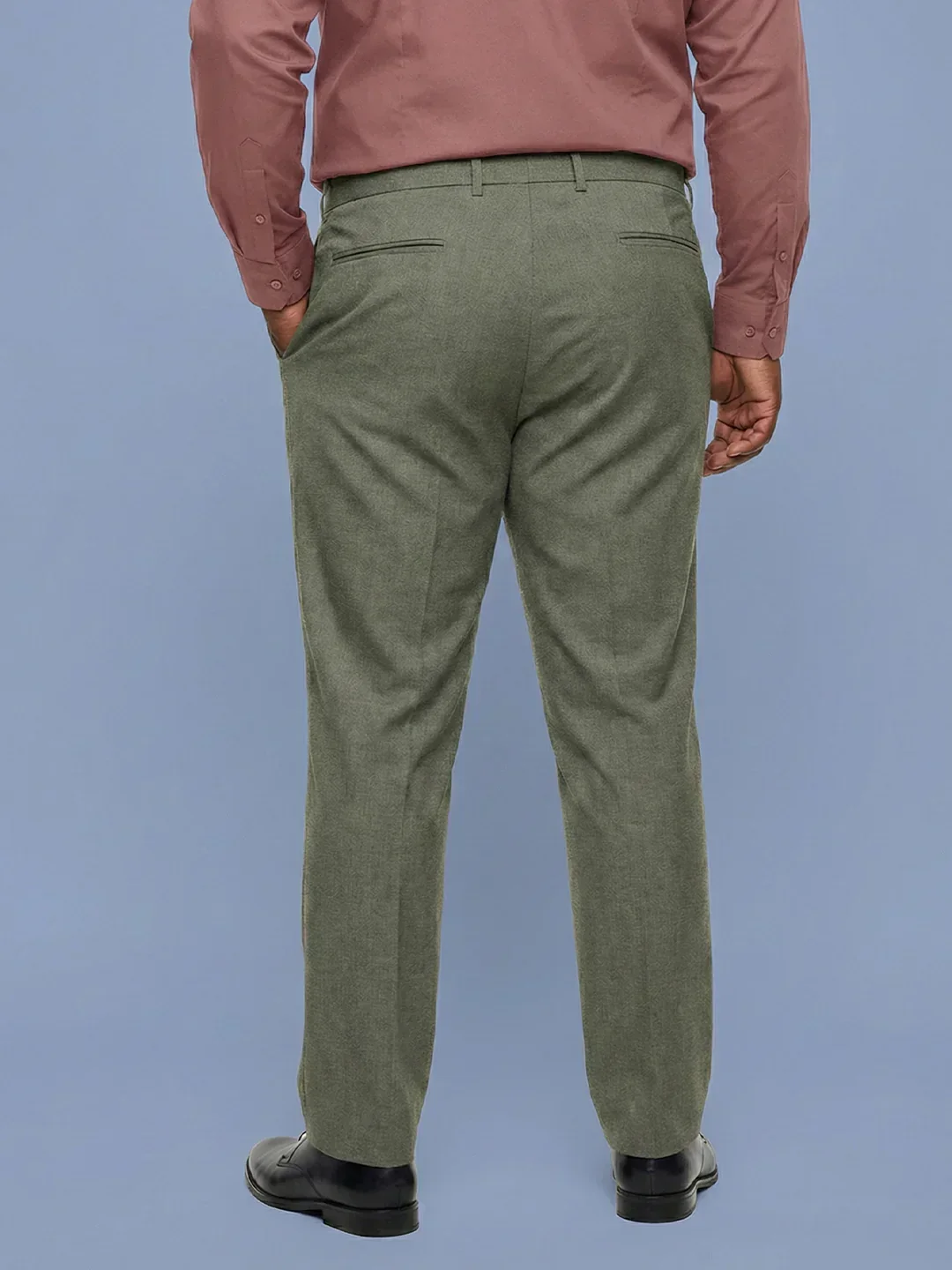 Men Plus Size Pristine-Grey Textured Formal Pants - Image 4