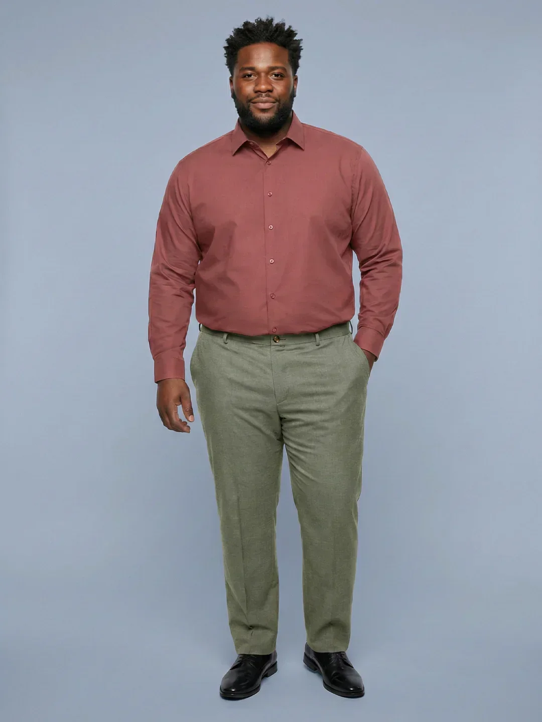 Men Plus Size Pristine-Grey Textured Formal Pants - Image 5