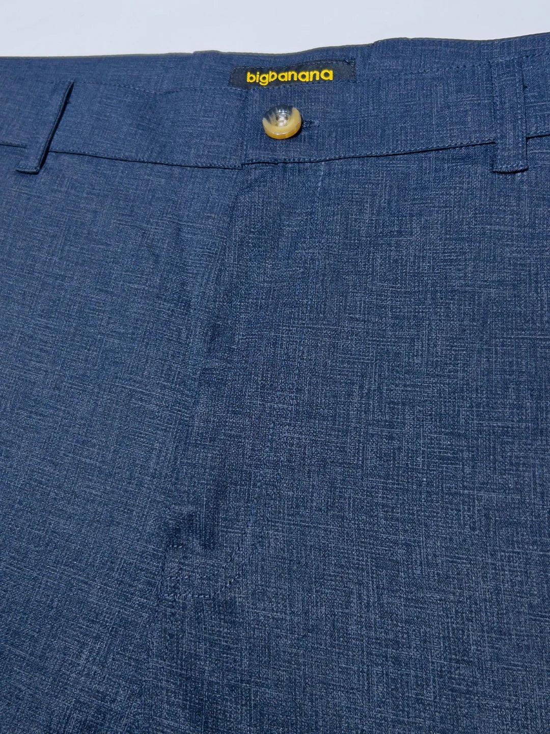 Men Plus Size Pristine-Navy Blue Textured Formal Pants - Image 6