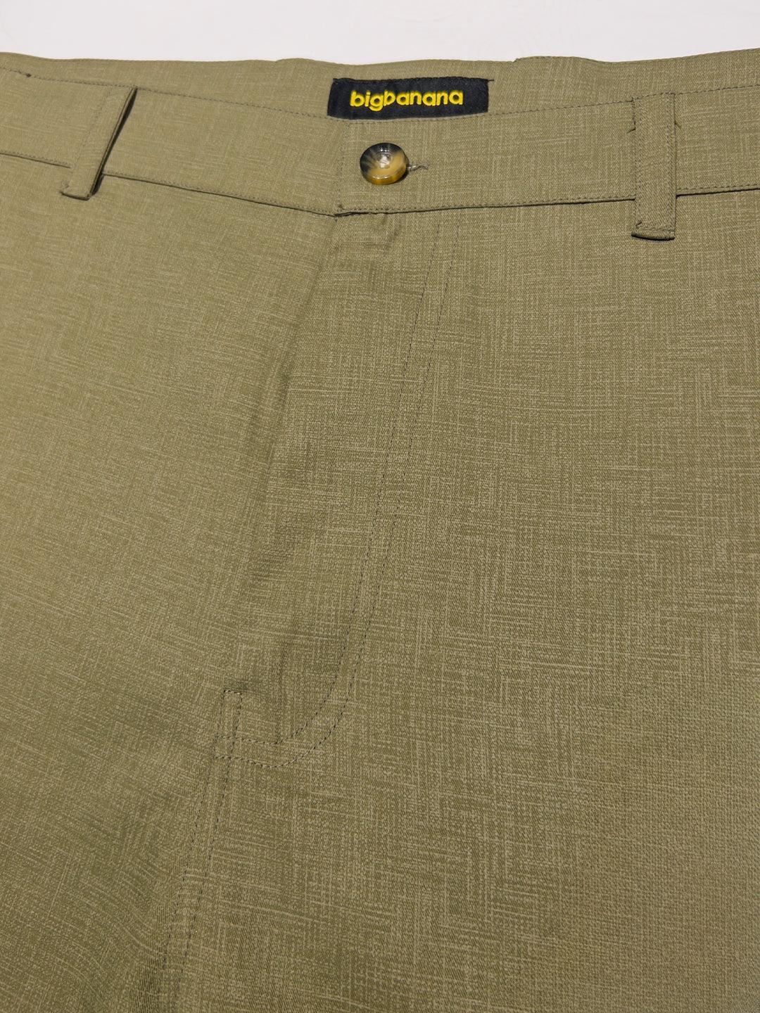 Men Plus Size Pristine-Olive Textured Formal Pants - Image 6