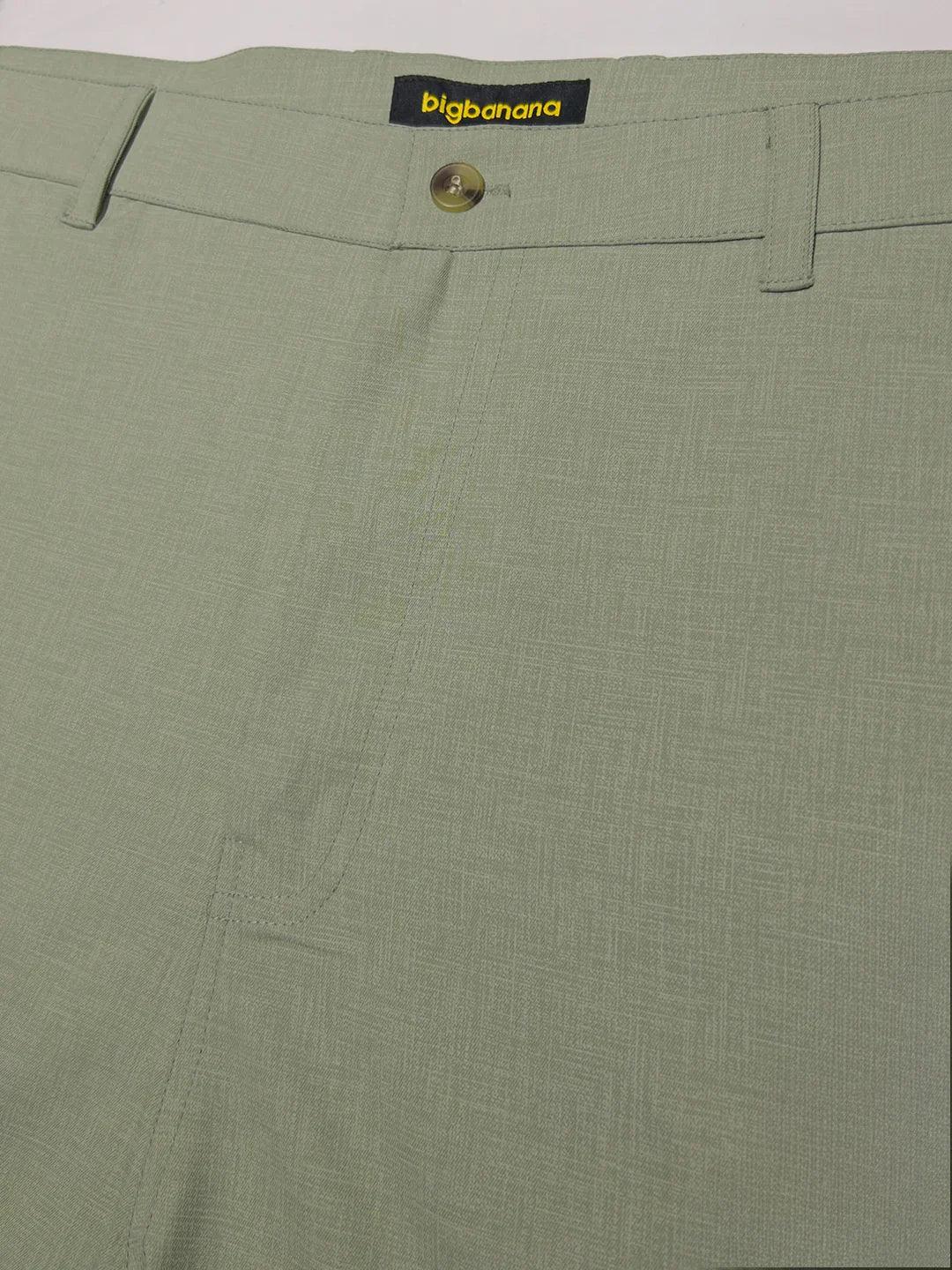 Men Plus Size Pristine-Sea Green Textured Formal Pants - Image 6