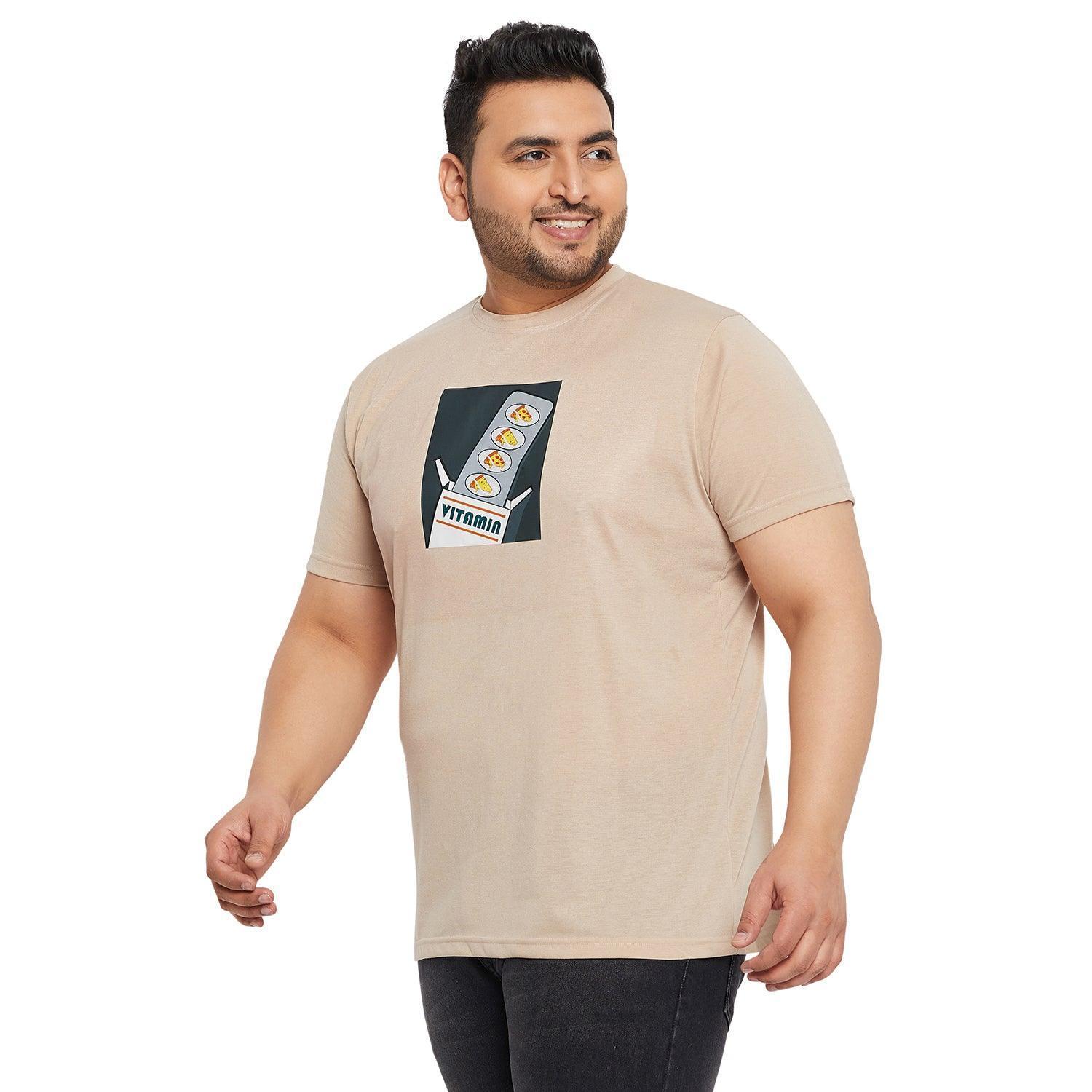Men Plus Size Prizza Printed Round Neck Tshirt - Image 3