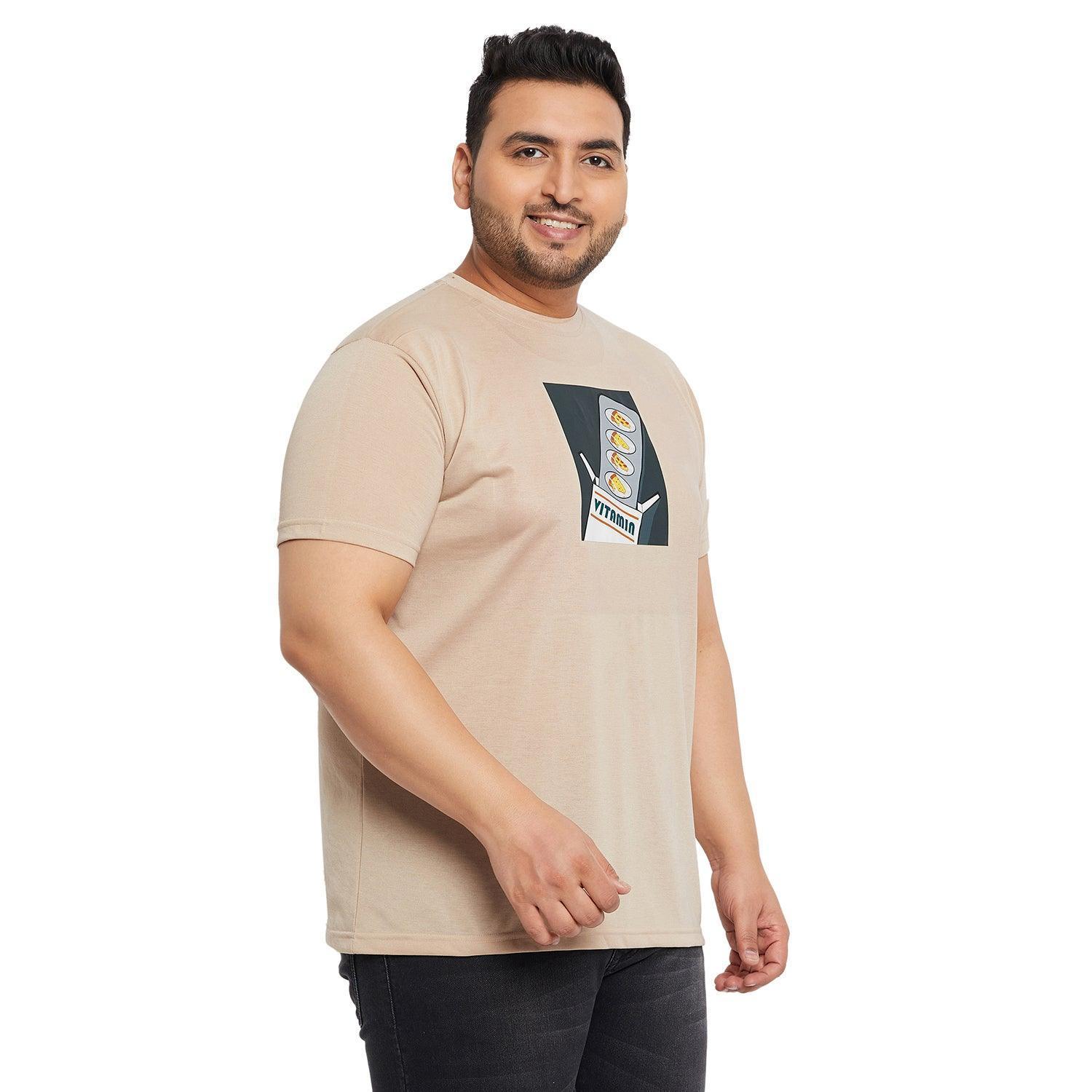 Men Plus Size Prizza Printed Round Neck Tshirt - Image 4