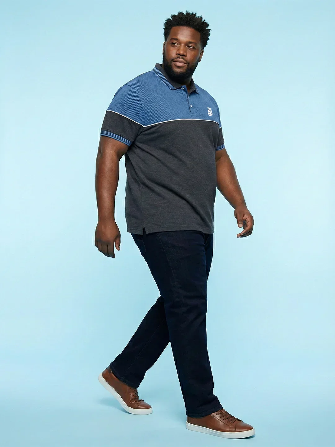 Men Plus Size Propulse-Grey Striped Polo Tshirt - Image 8