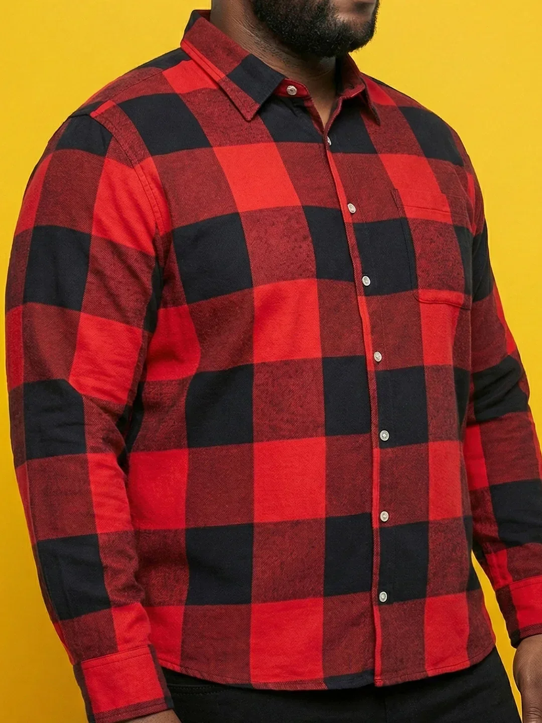 Men Plus Size Pulse Multicolor Checkered Casual Shirt - Image 6