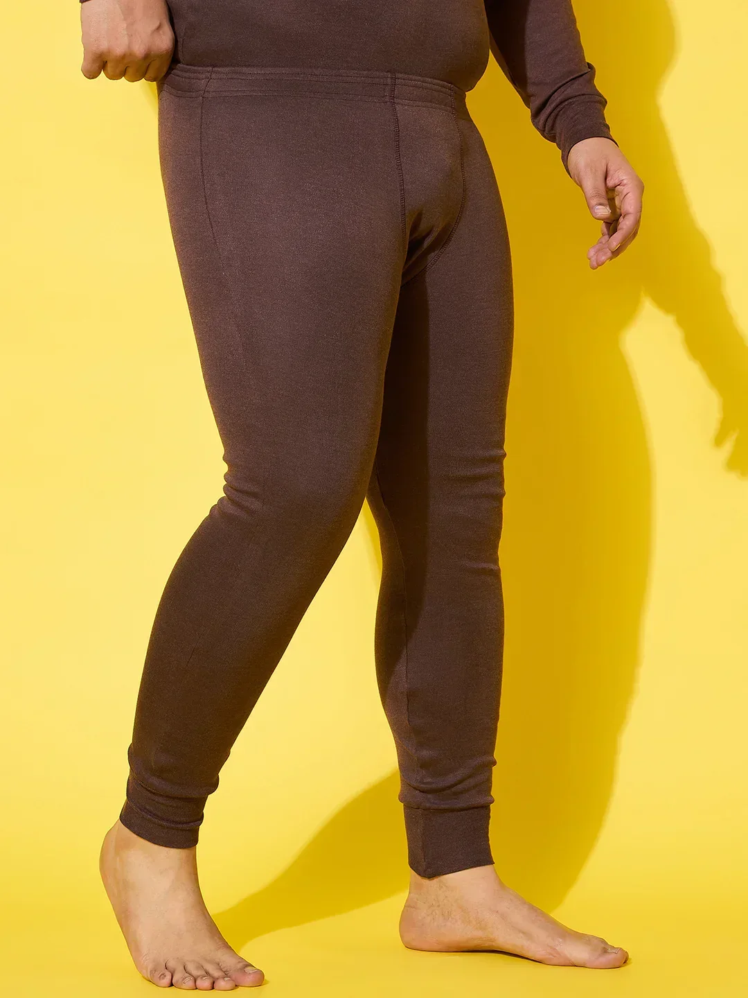 Men Plus Size Pyre-Brown Solid Thermal Bottom - Image 3