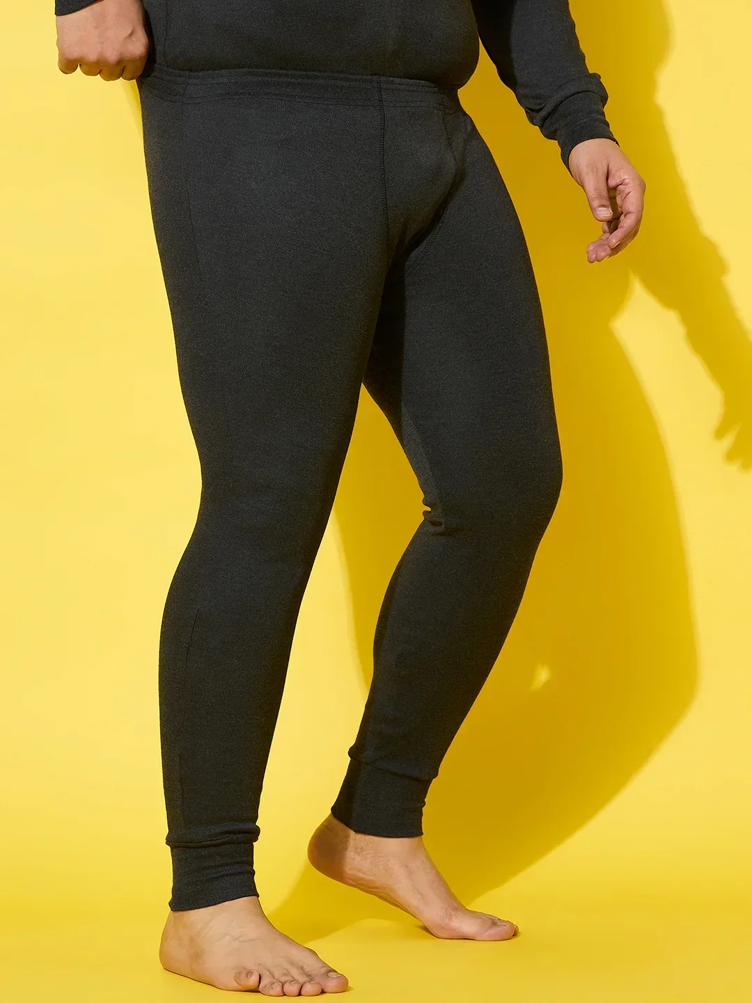 Men Plus Size Pyre-Dark Grey Solid Thermal Bottom - Image 3