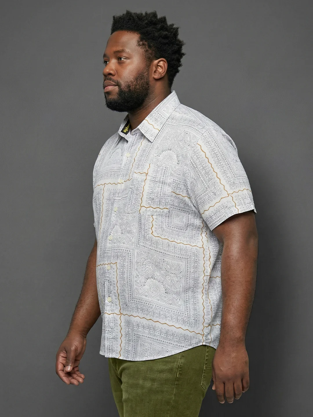 Men Plus Size Quarry Multicolor Printed Casual Shirt - Image 4