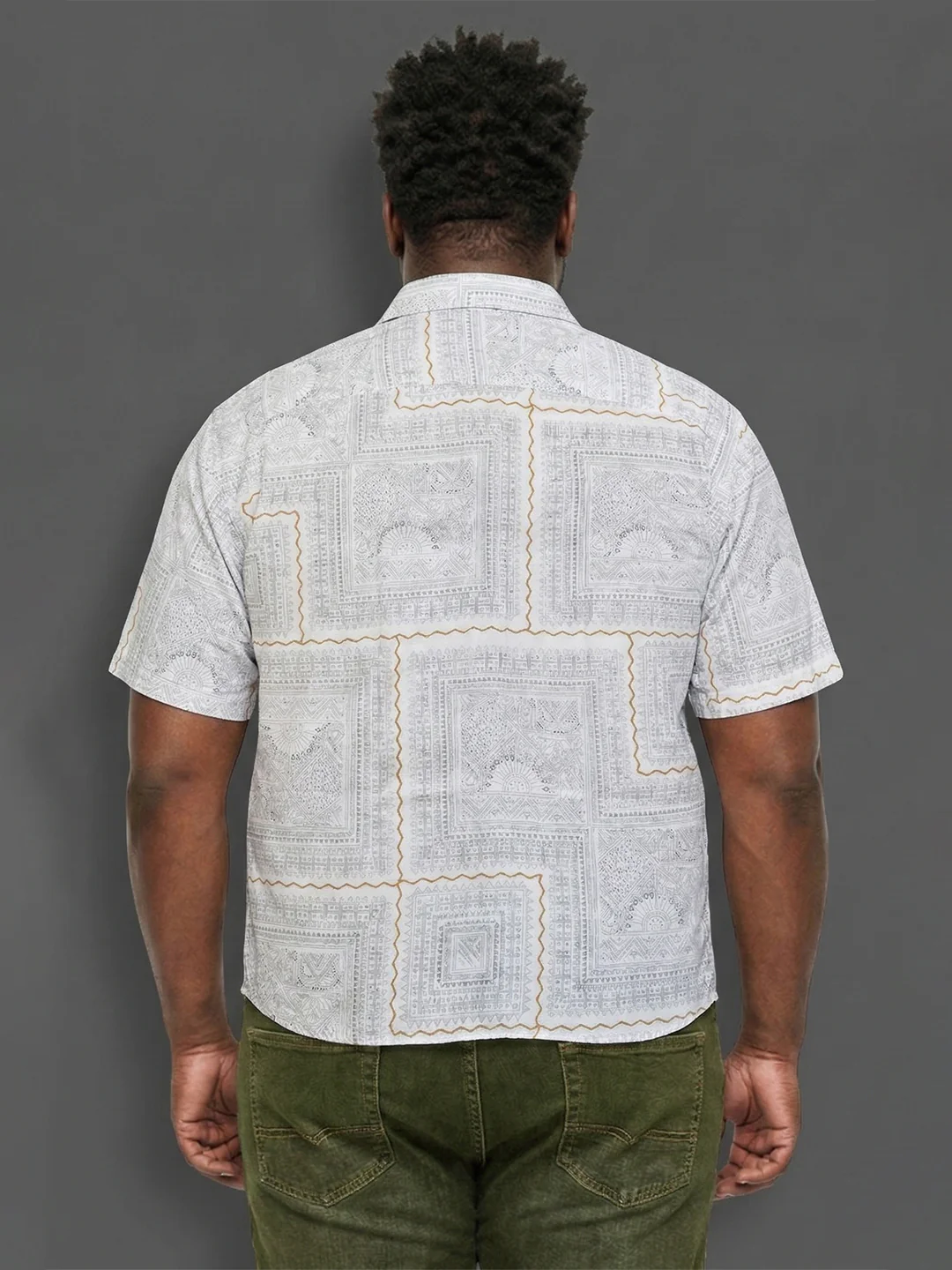 Men Plus Size Quarry Multicolor Printed Casual Shirt - Image 5