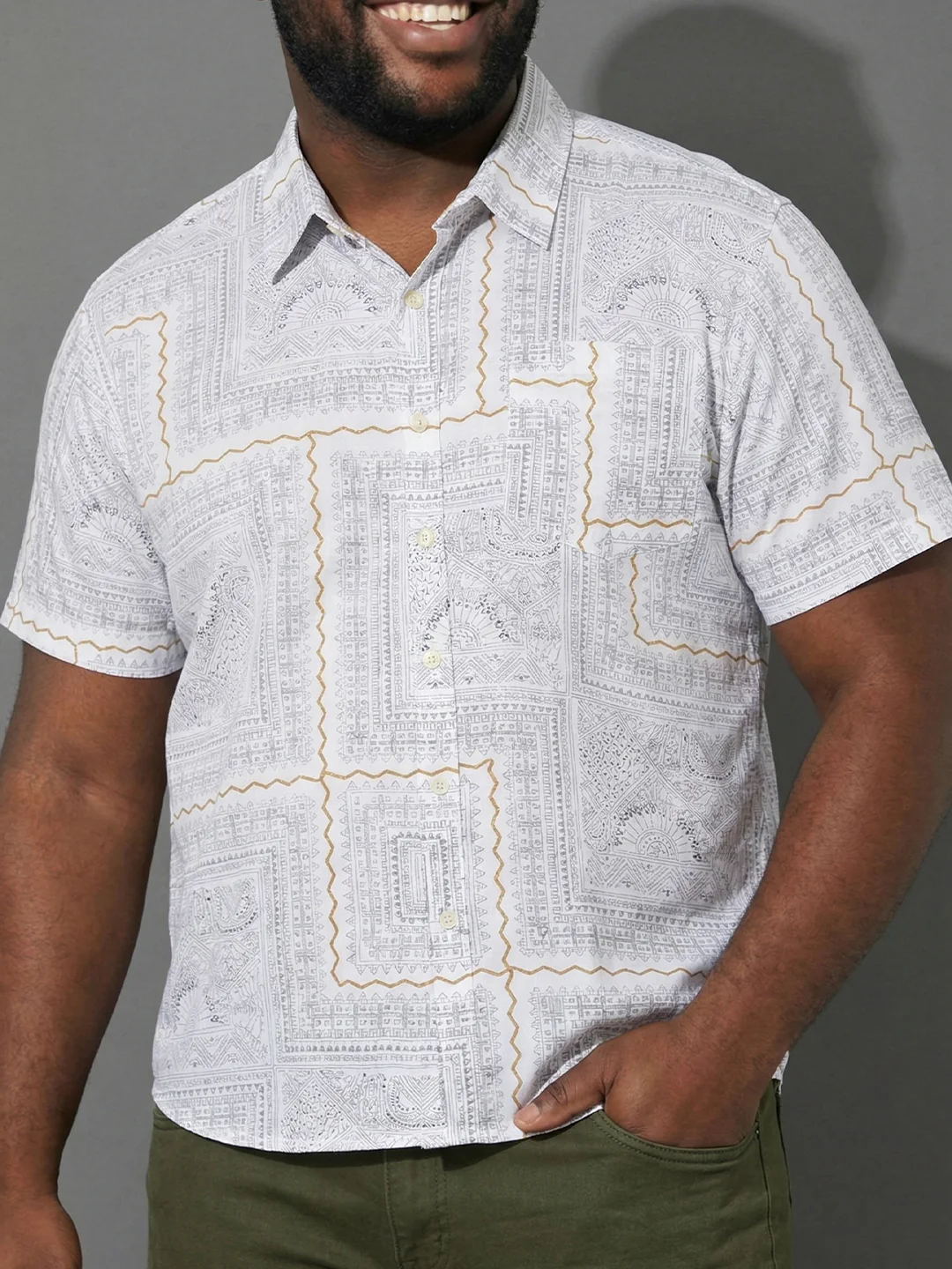 Men Plus Size Quarry Multicolor Printed Casual Shirt - Image 6