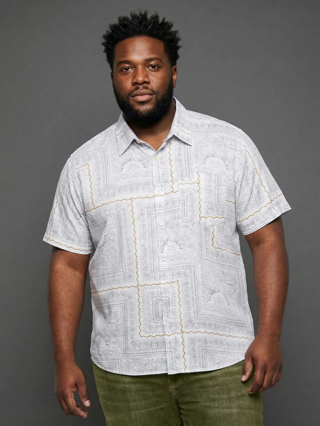 Men Plus Size Quarry Multicolor Printed Casual Shirt - Image 7