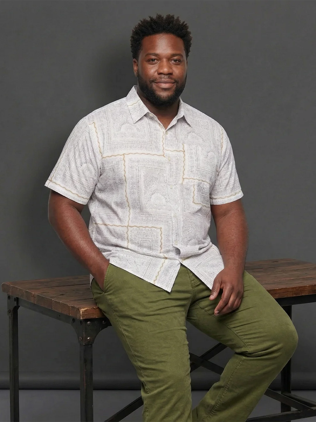 Men Plus Size Quarry Multicolor Printed Casual Shirt - Image 8