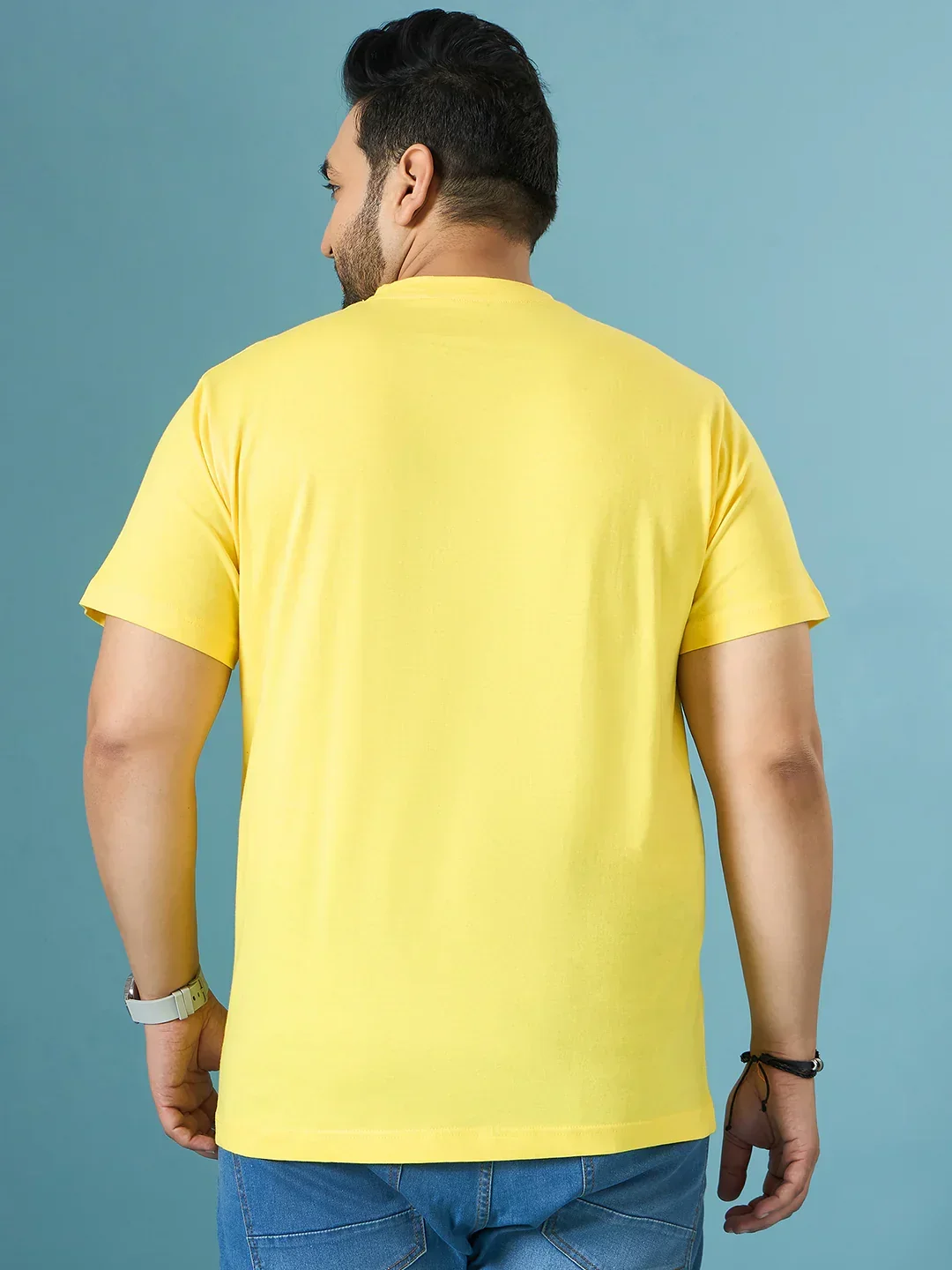 Men Plus Size Quest Yellow Printed Round Neck Tshirt - Image 5