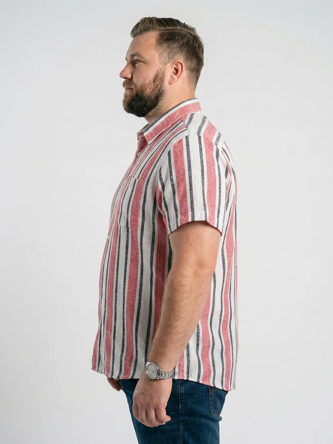 Men Plus Size Quibly Multi Textured Shirts - Image 2