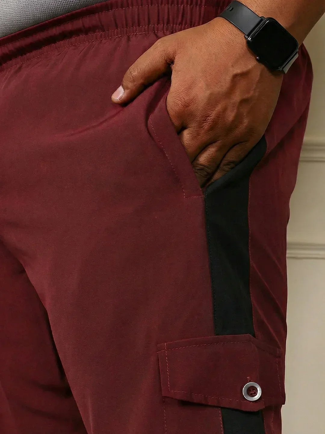 Men Plus Size Quirk Maroon Colorblock Trackpant - Image 5