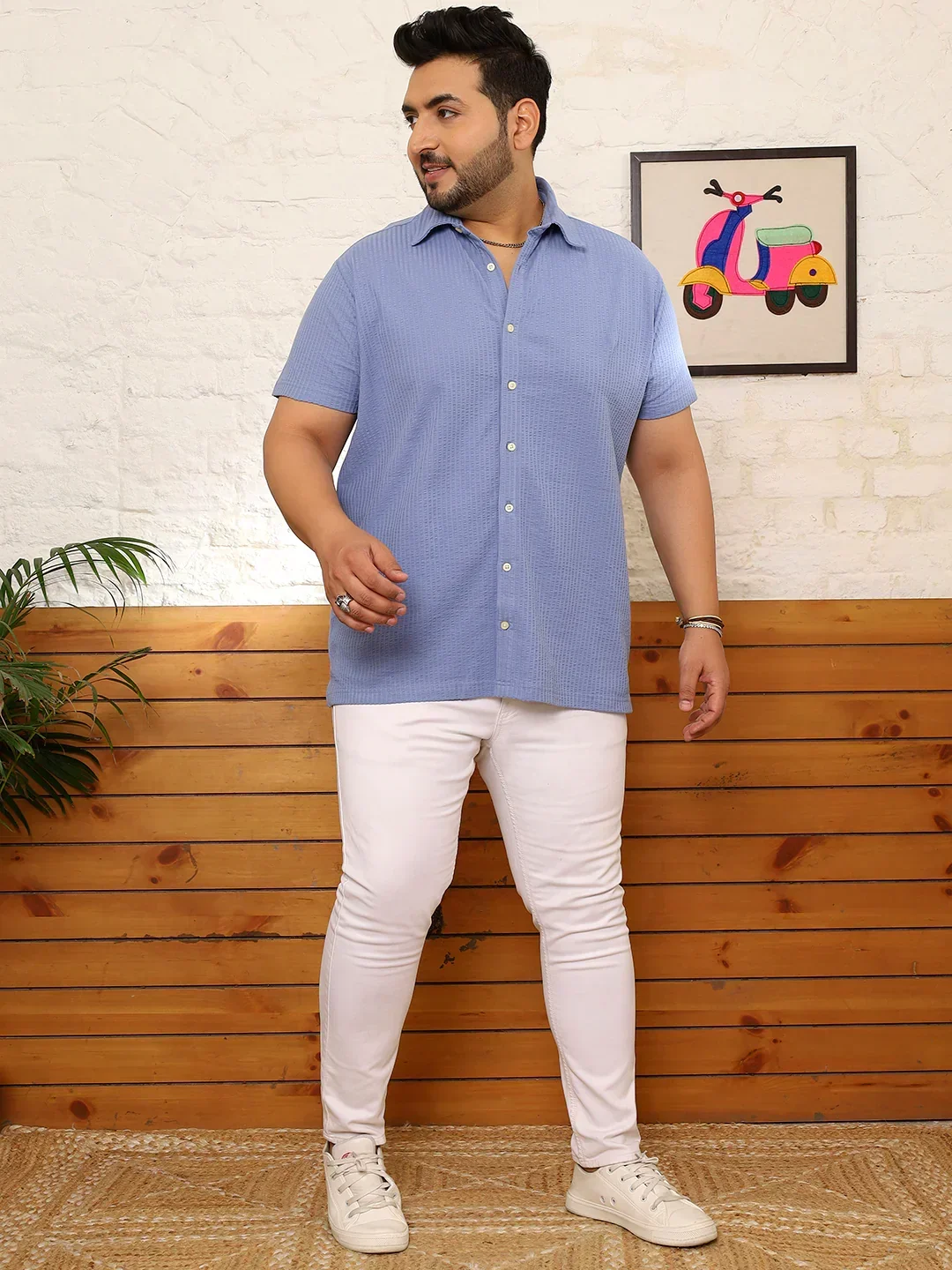 Men Plus Size Quolux Blue Solid Shirt - Image 2