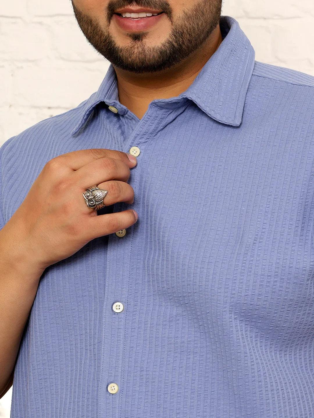 Men Plus Size Quolux Blue Solid Shirt - Image 6