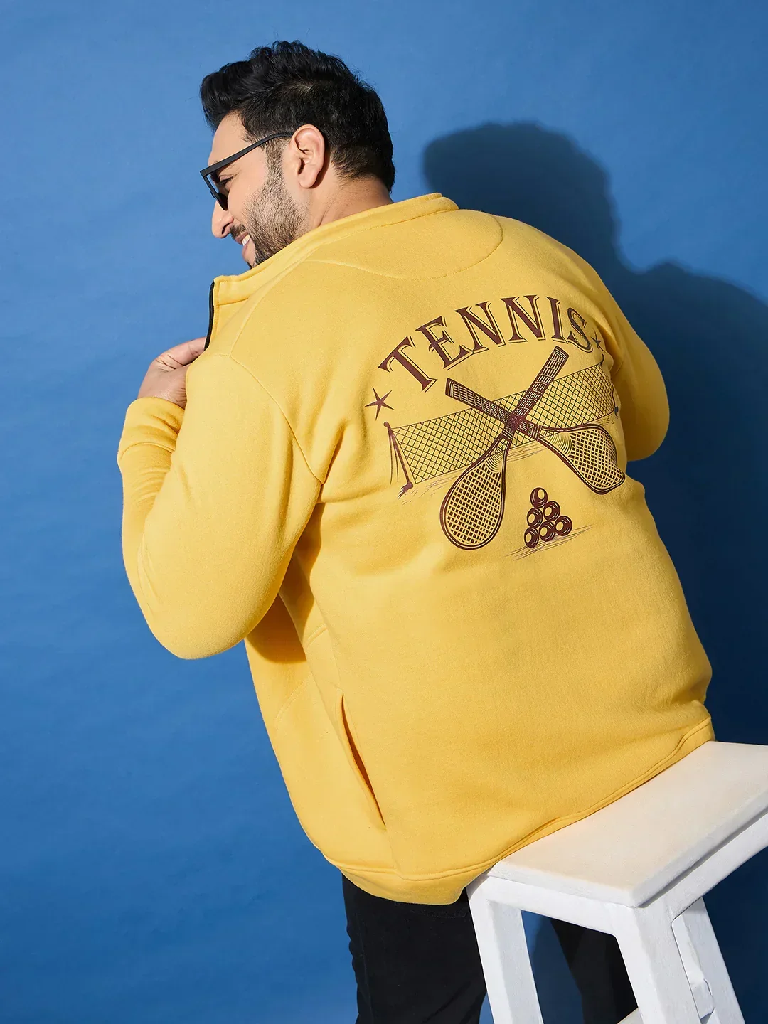 Men Plus Size Racket Printed Jacket - Image 2