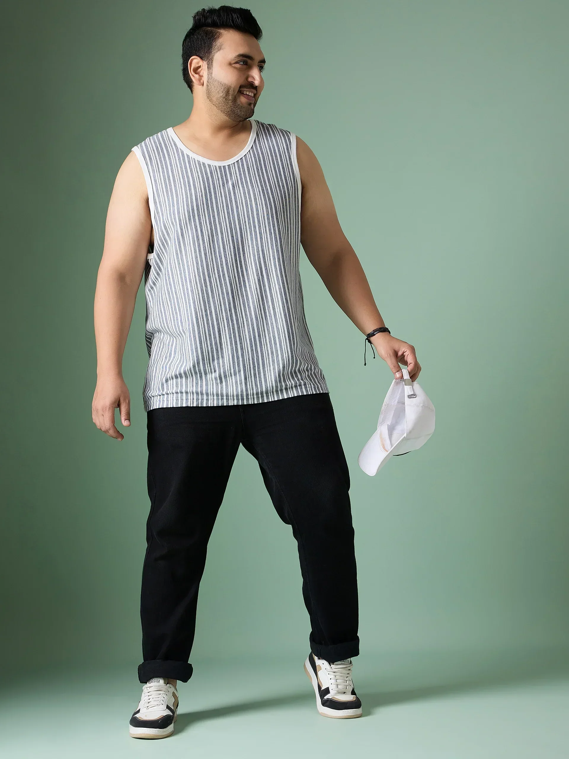 Men Plus Size Rain White Solid Vest