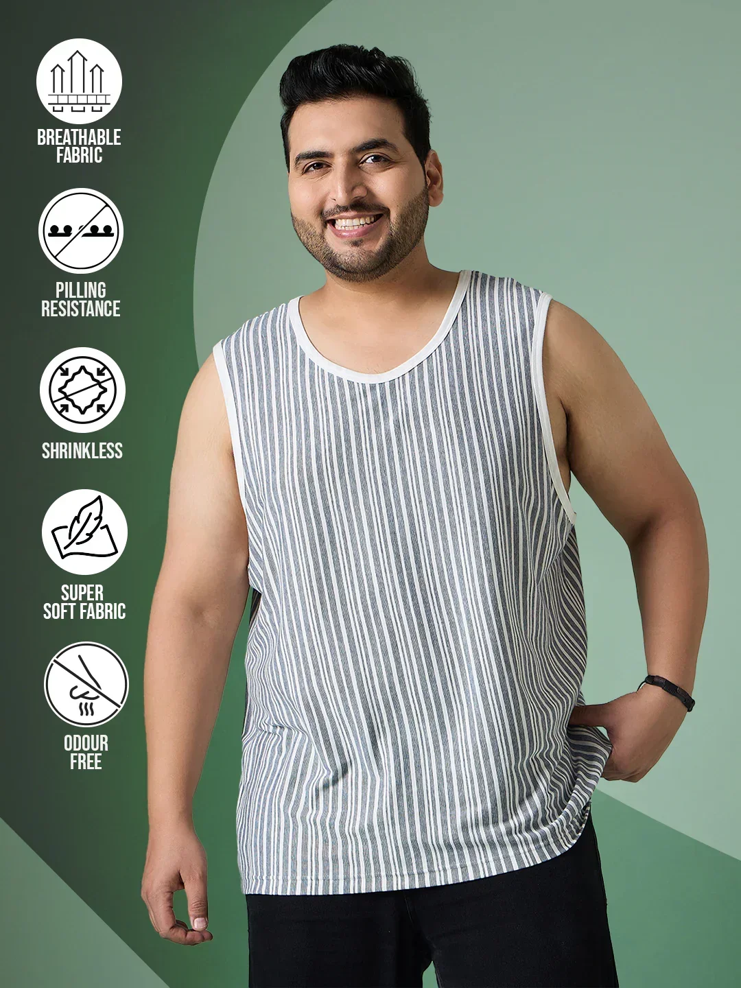 Men Plus Size Rain White Solid Vest - Image 2