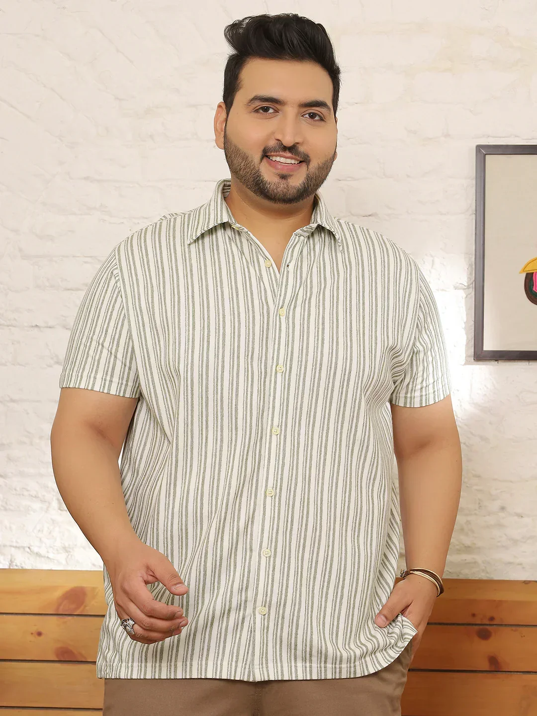 Men Plus Size Rawden Multicolor Striped Shirt - Image 2