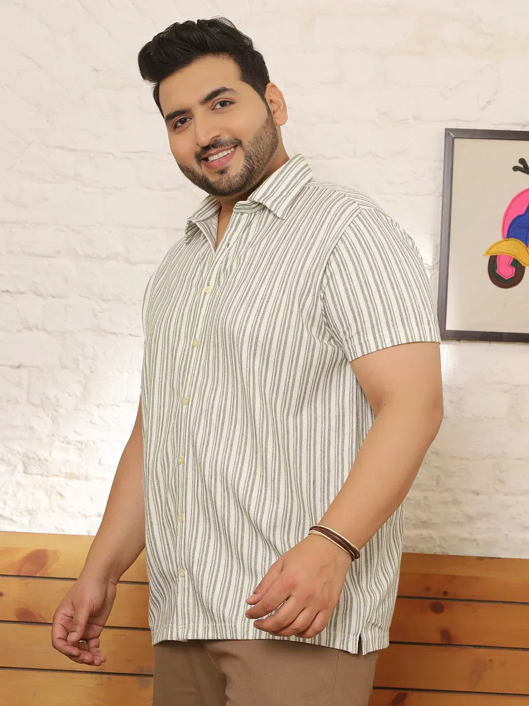 Men Plus Size Rawden Multicolor Striped Shirt - Image 3