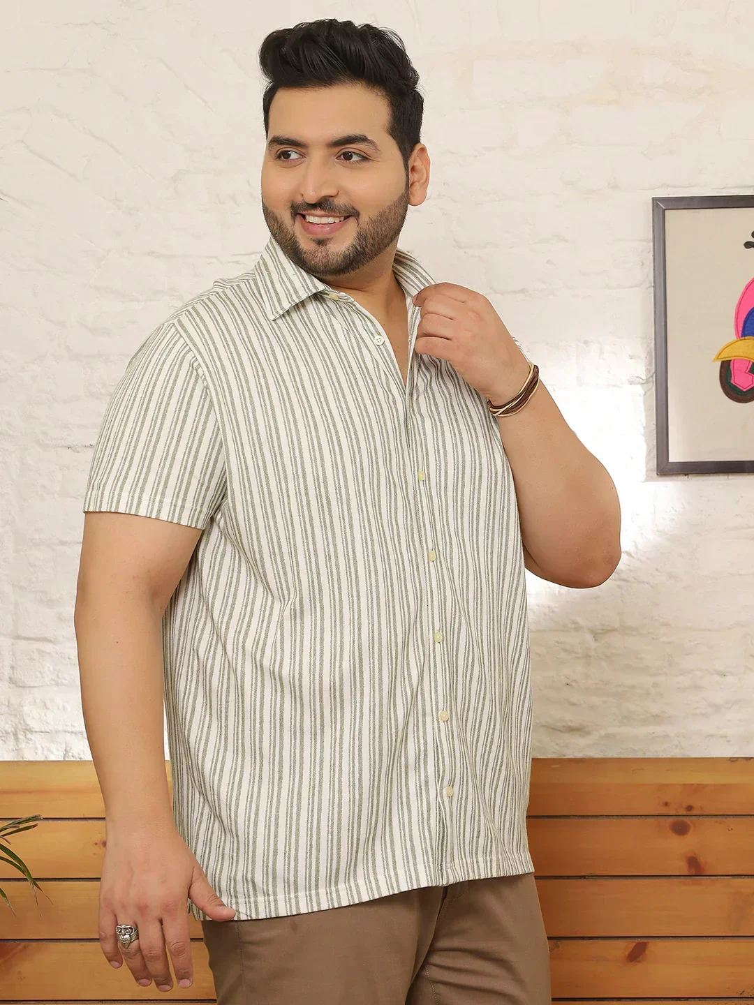 Men Plus Size Rawden Multicolor Striped Shirt - Image 4