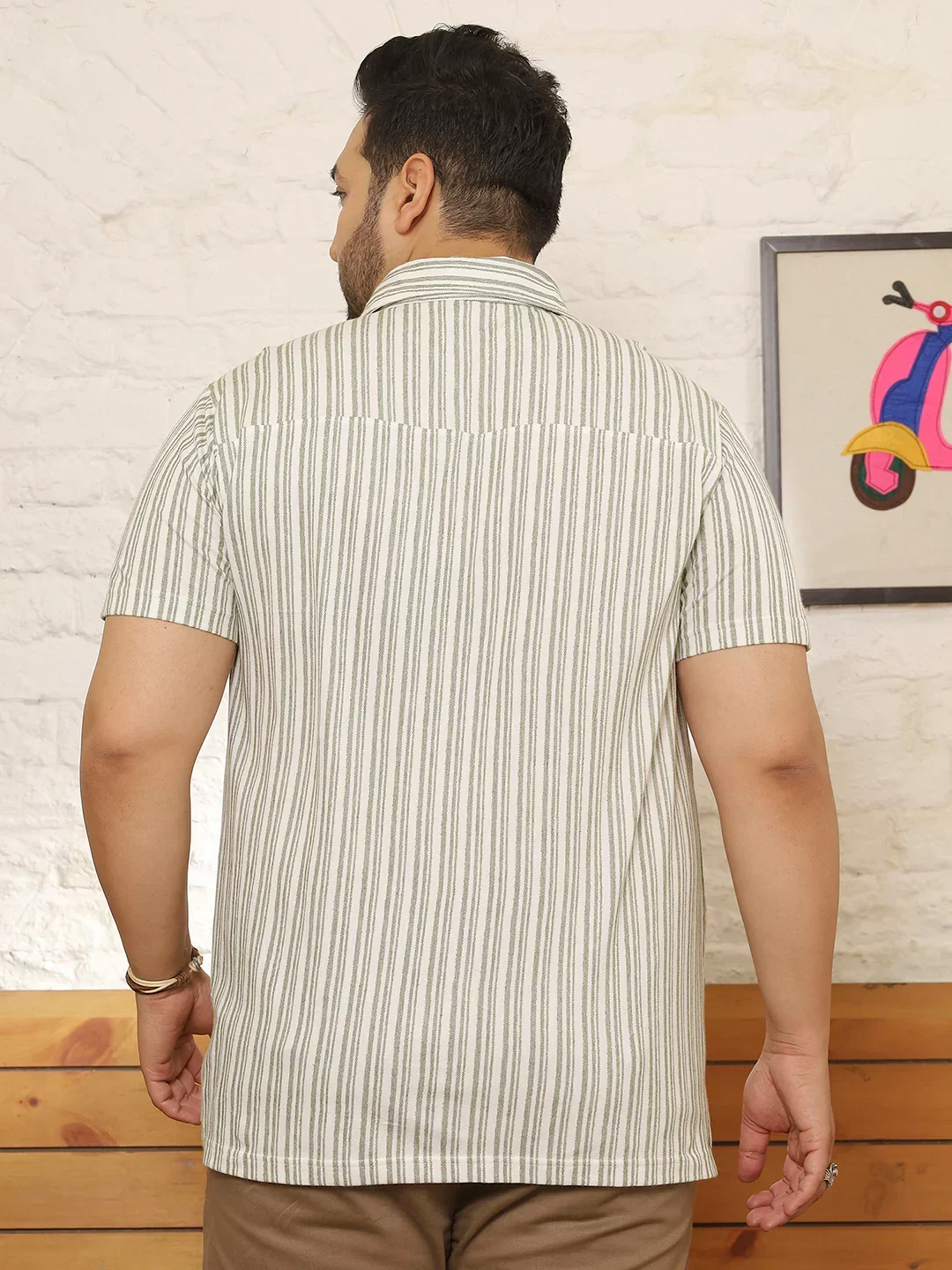 Men Plus Size Rawden Multicolor Striped Shirt - Image 5