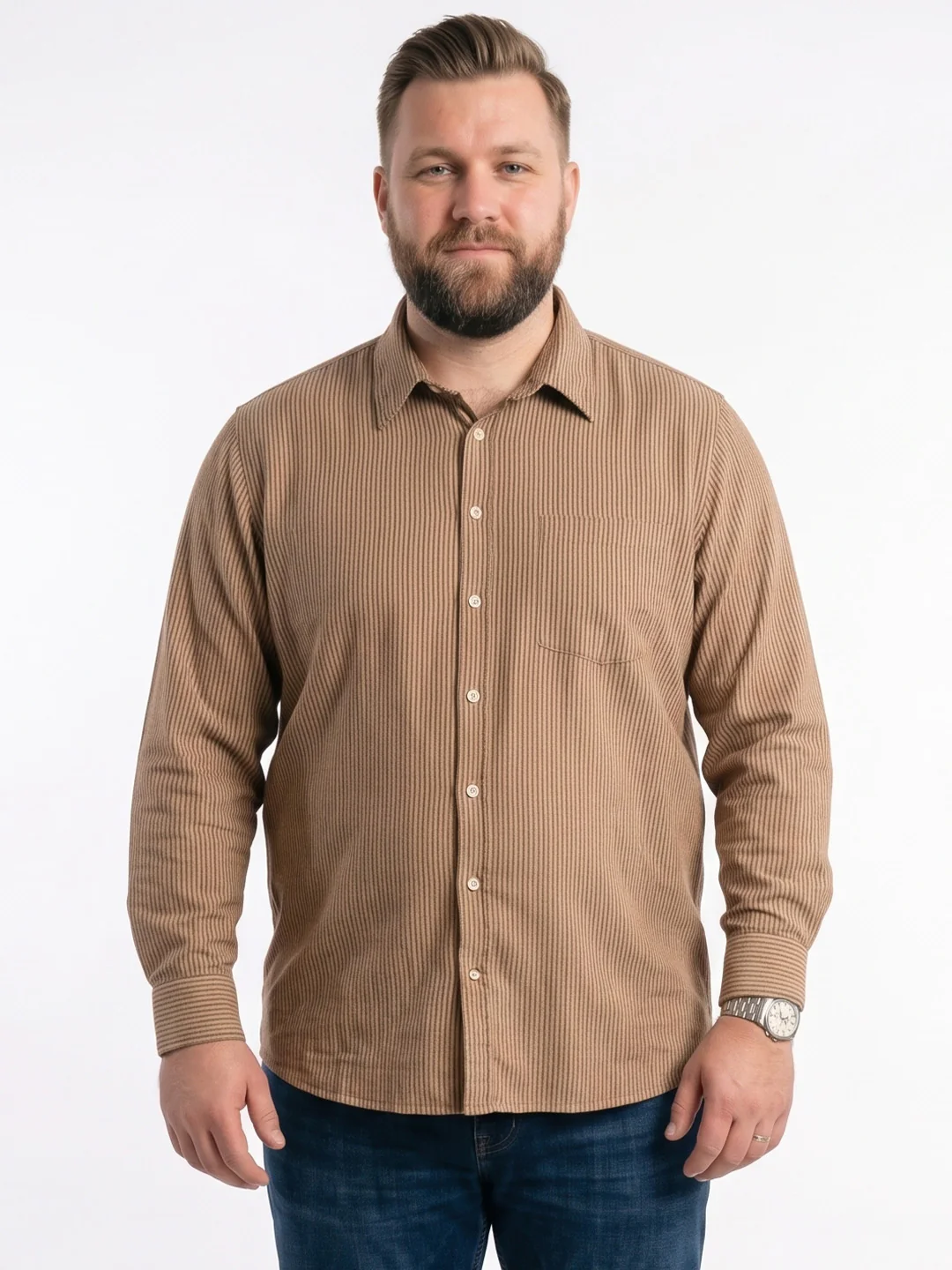 Men Plus Size Raxyn Rust Striped Shirts