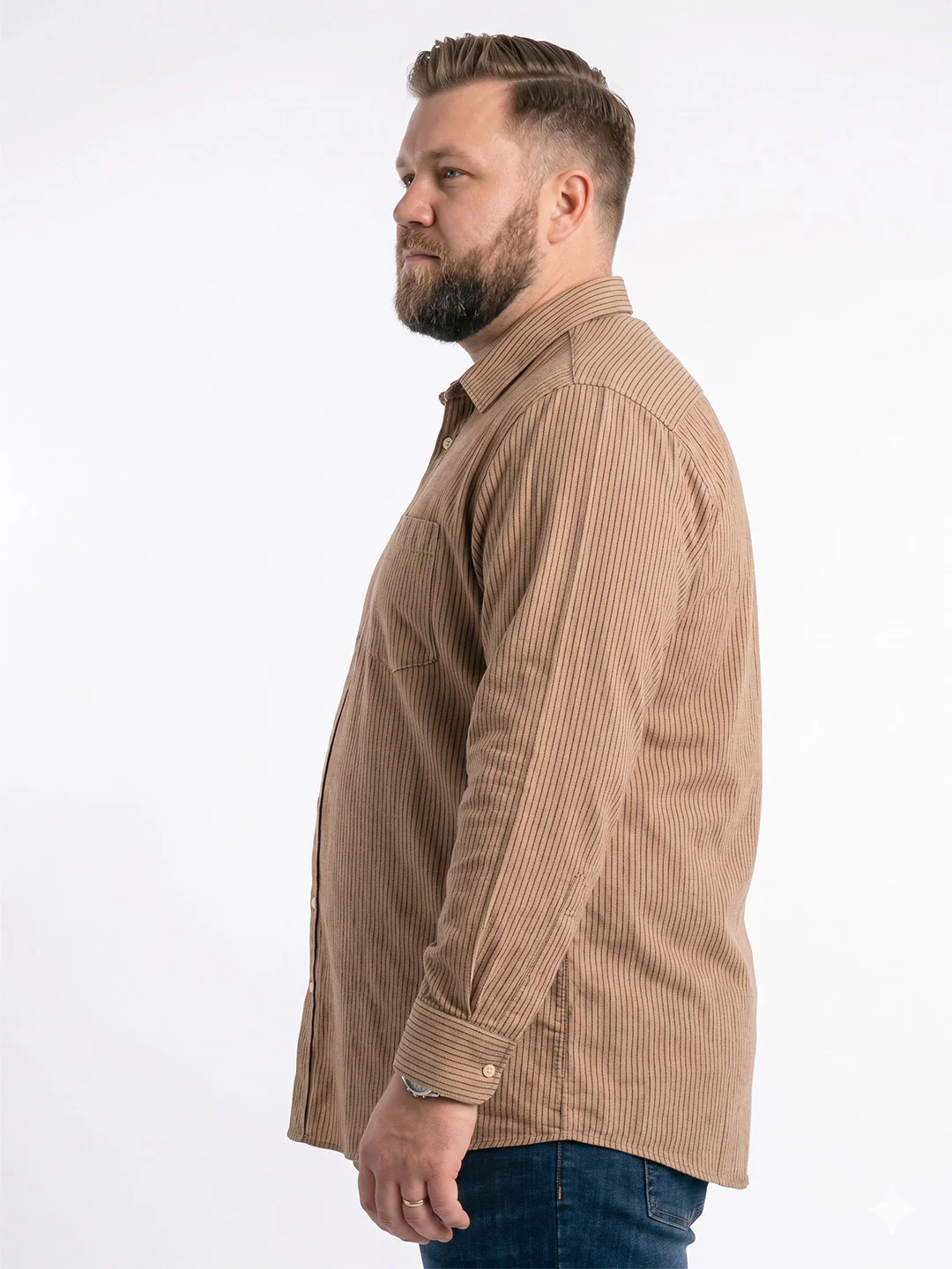 Men Plus Size Raxyn Rust Striped Shirts - Image 2