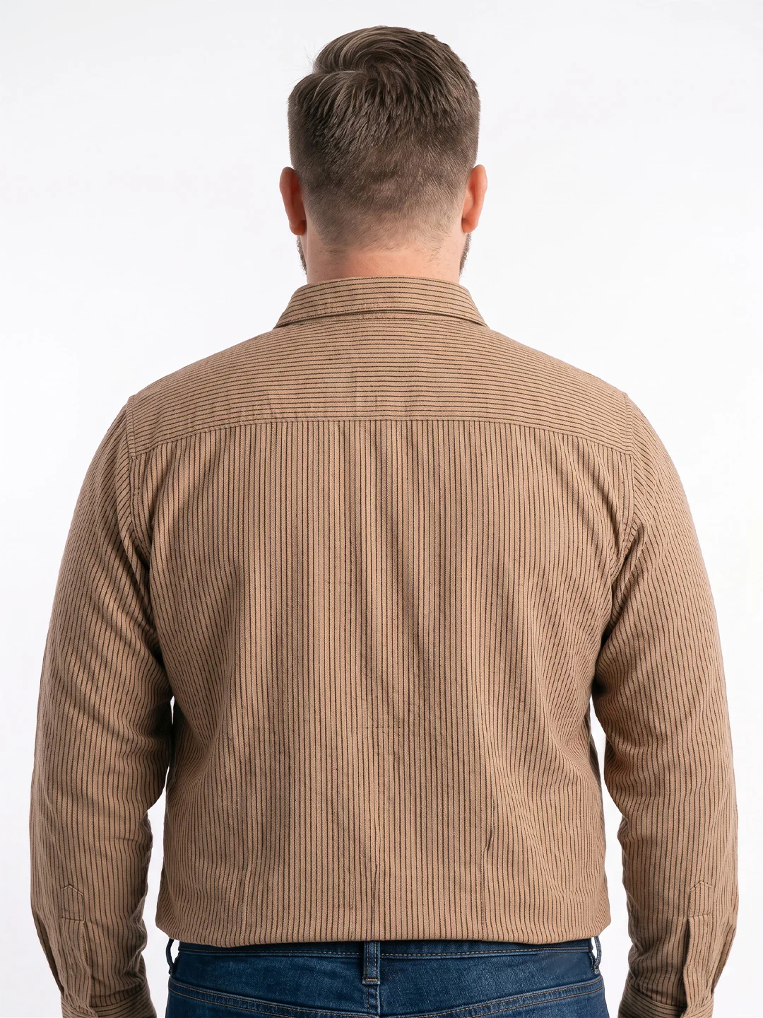 Men Plus Size Raxyn Rust Striped Shirts - Image 3